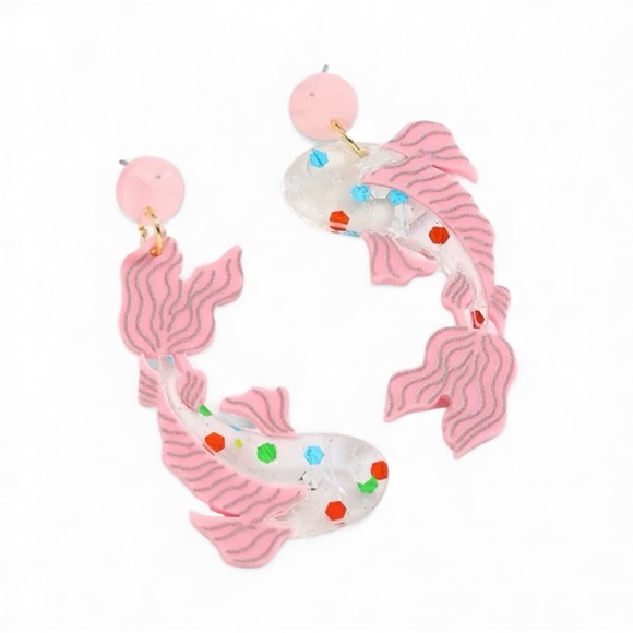 Fashion Jewelry Jewelry - Pink Koi Fish Dangle Earrings